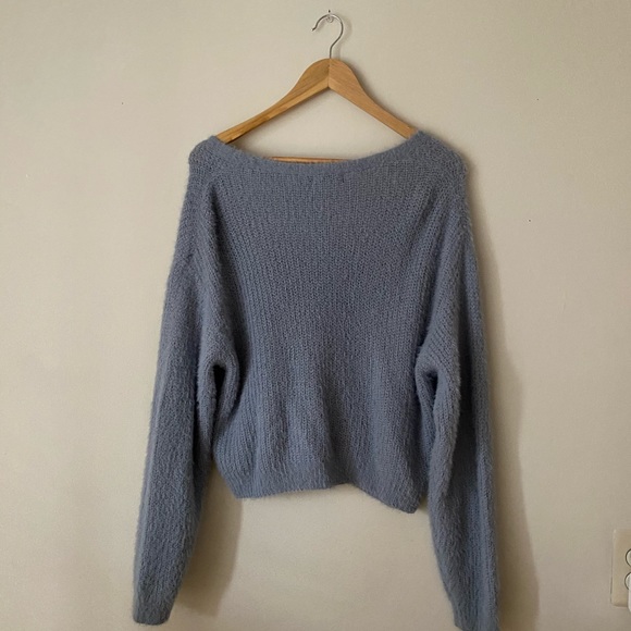 Nasty Gal Blue Fuzzy Pearl Cardigan - Picture 3 of 6